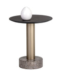 Monaco End Table - Gold  Grey Marble / Charcoal Grey
