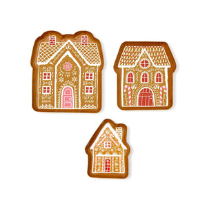 Two's Company S/3 Enameled Gingerbread House Plates