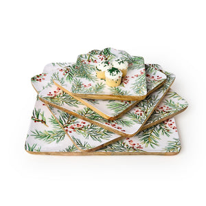 Two's Company Pine Berry Set of 5 Trays