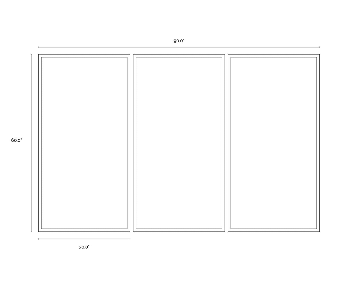 Meditation (Set Of 3) - 30" X 60"  Silver Floater Frame