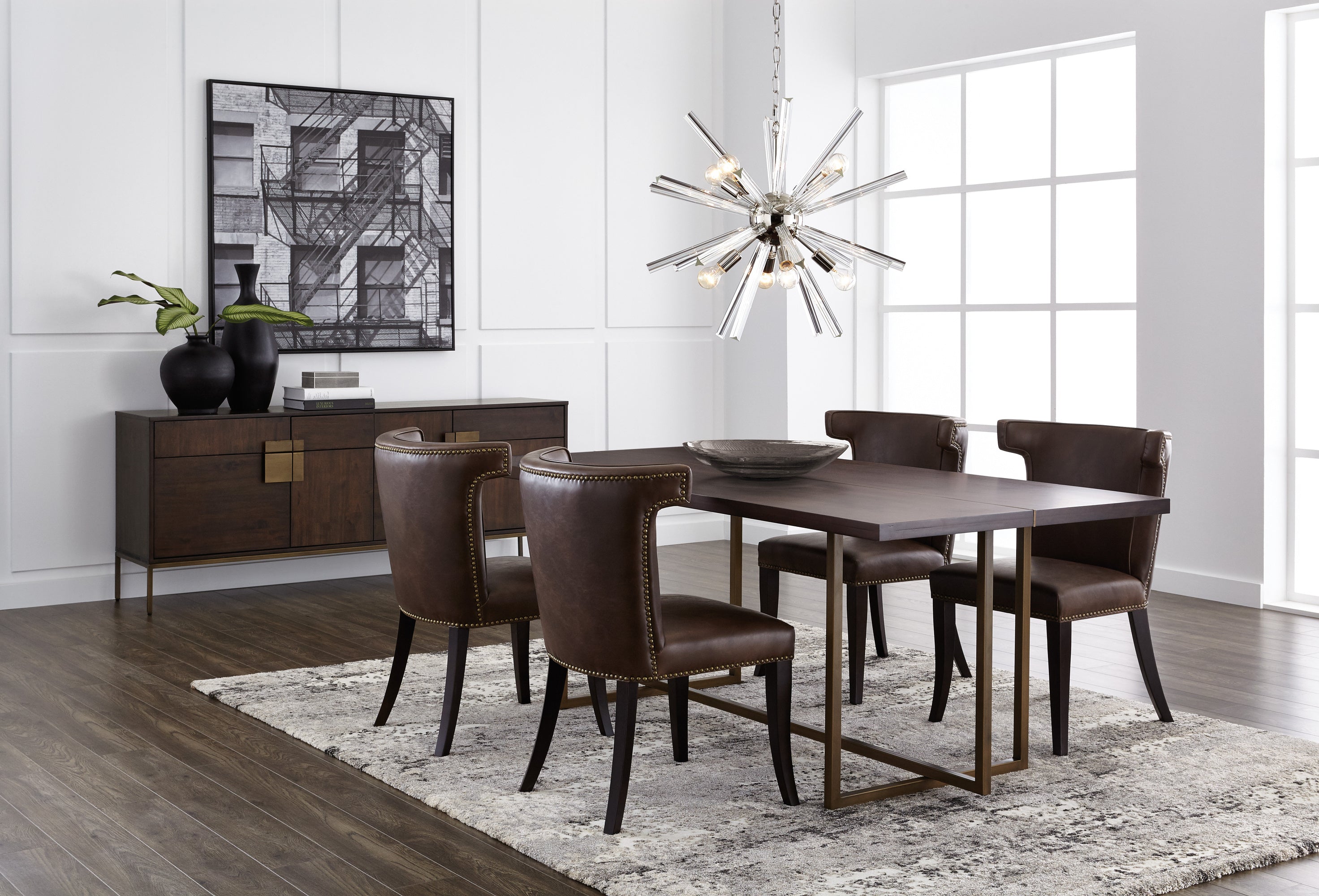 Jade Dining Table - Antique Brass  Dark Mango