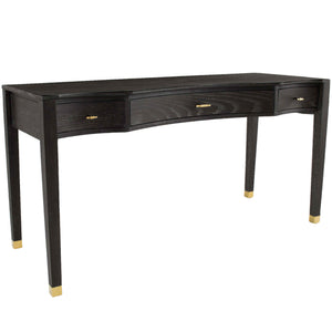 Gabby - Nathan Oak Iron Scalloped Desk - 3 Drawers, Cerused Dark Gray - SCH-158395