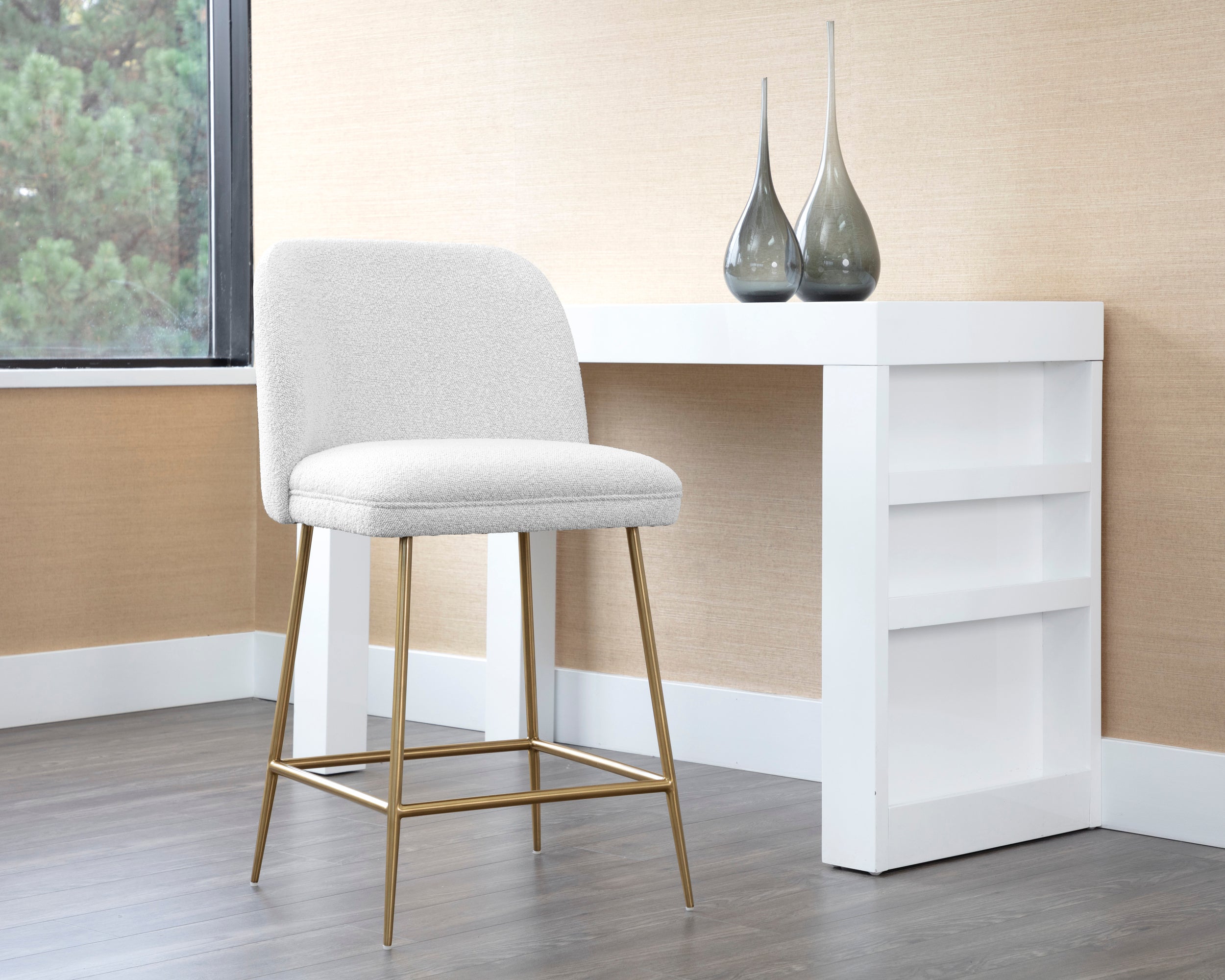Kelty Counter Stool - Gold  Copenhagen White