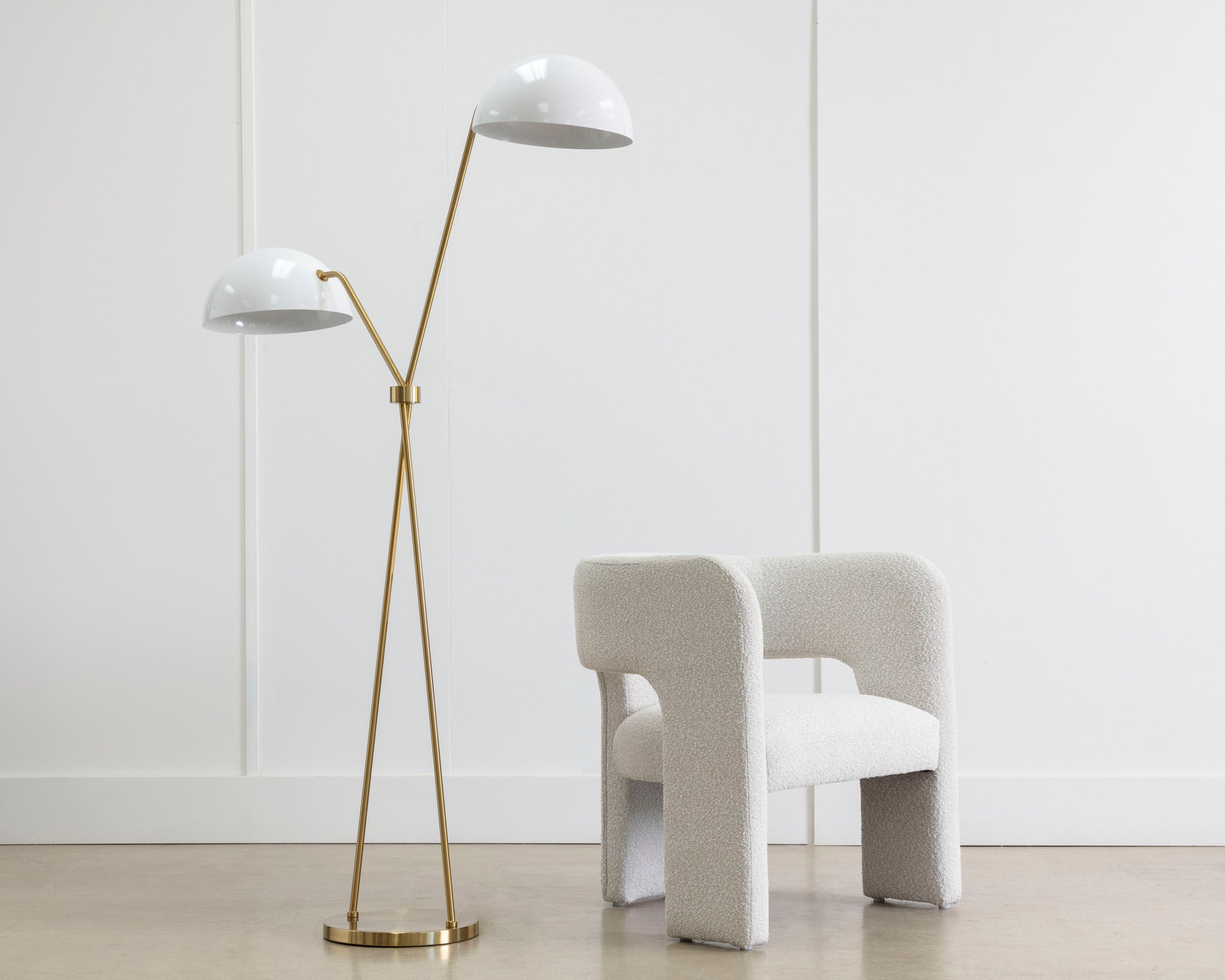 Faven Floor Lamp - Brass  White