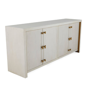 Gabby - Winford Oak Waterfall Cabinet - 2 Shelves, Cerused White - SCH-192420