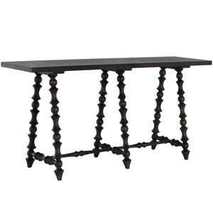 Gabby - Kirkwood Mindi Veneer Rectangle Trestle Console Table - Forest Black - SCH-175617