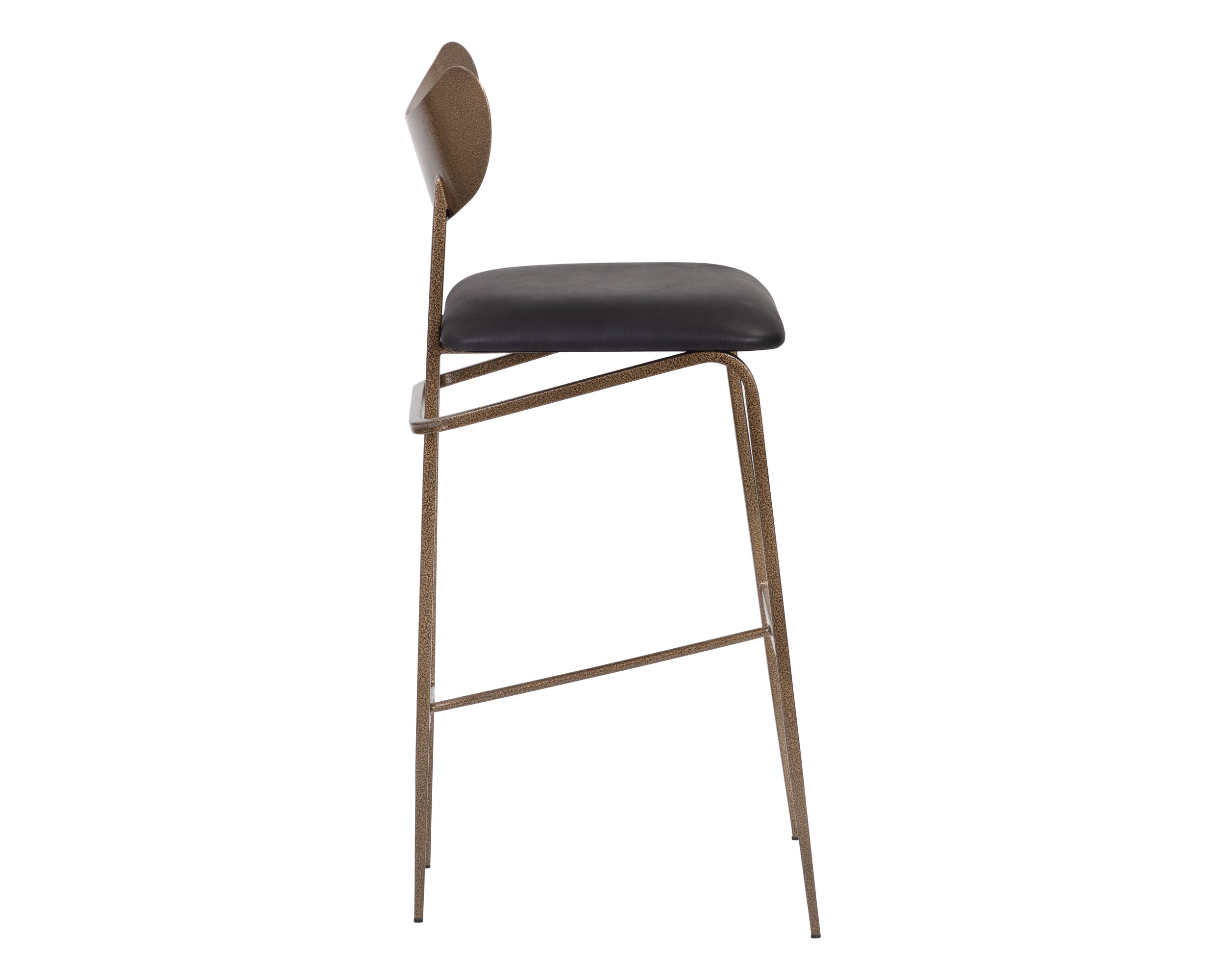 Gibbons Barstool - Antique Brass  Charcoal Black Leather
