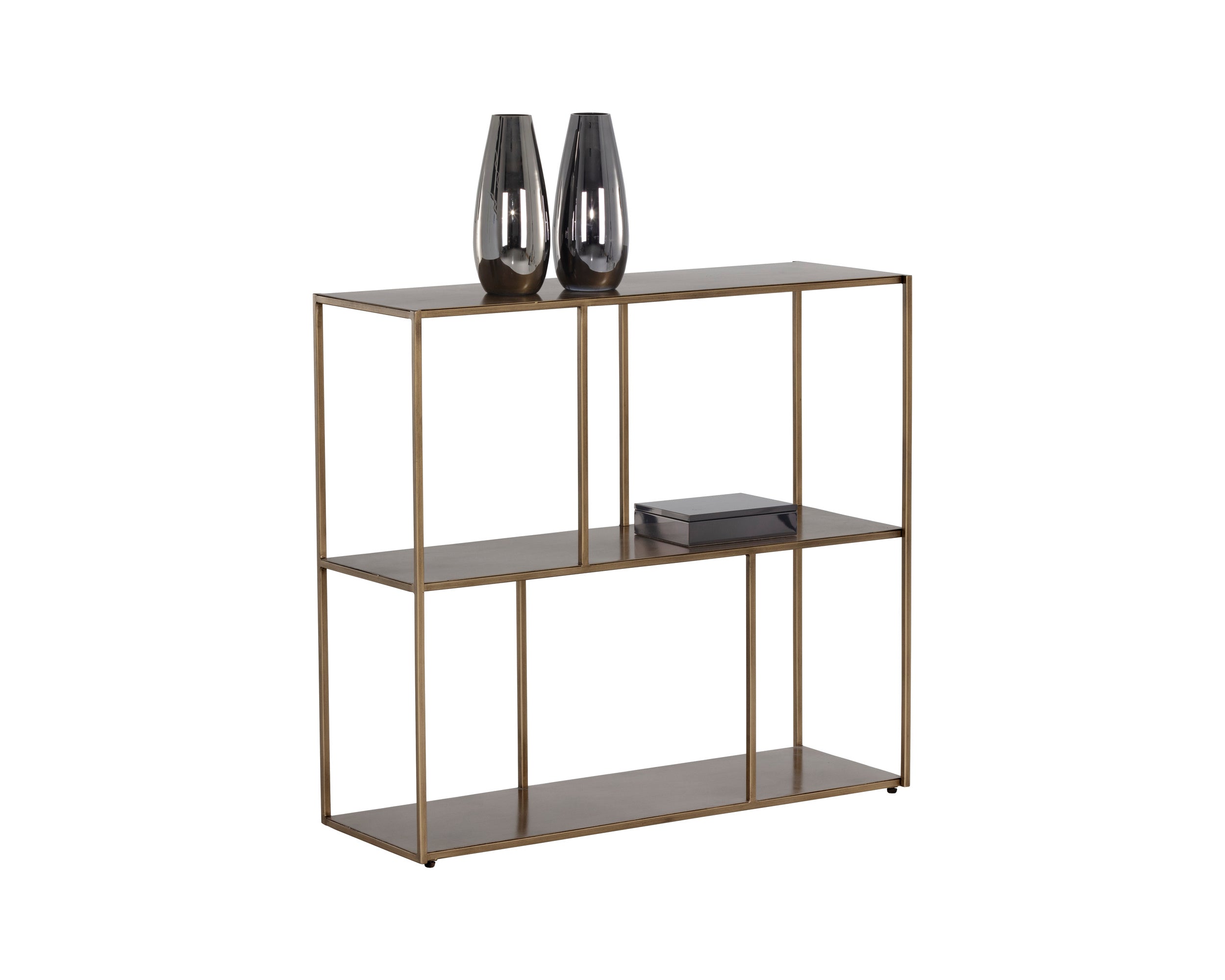 Eiffel Low Bookcase - Medium  Antique Brass