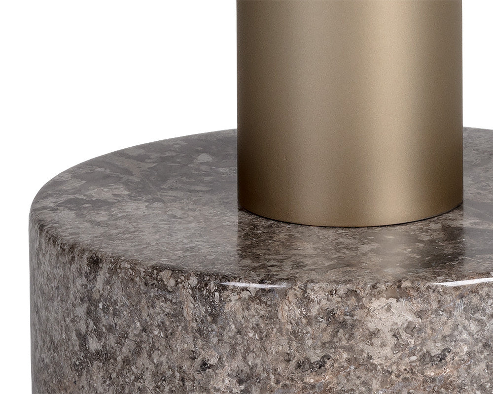Monaco End Table - Gold  Grey Marble / Charcoal Grey