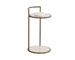 Parga End Table - Rustic Bronze  Travertine Look