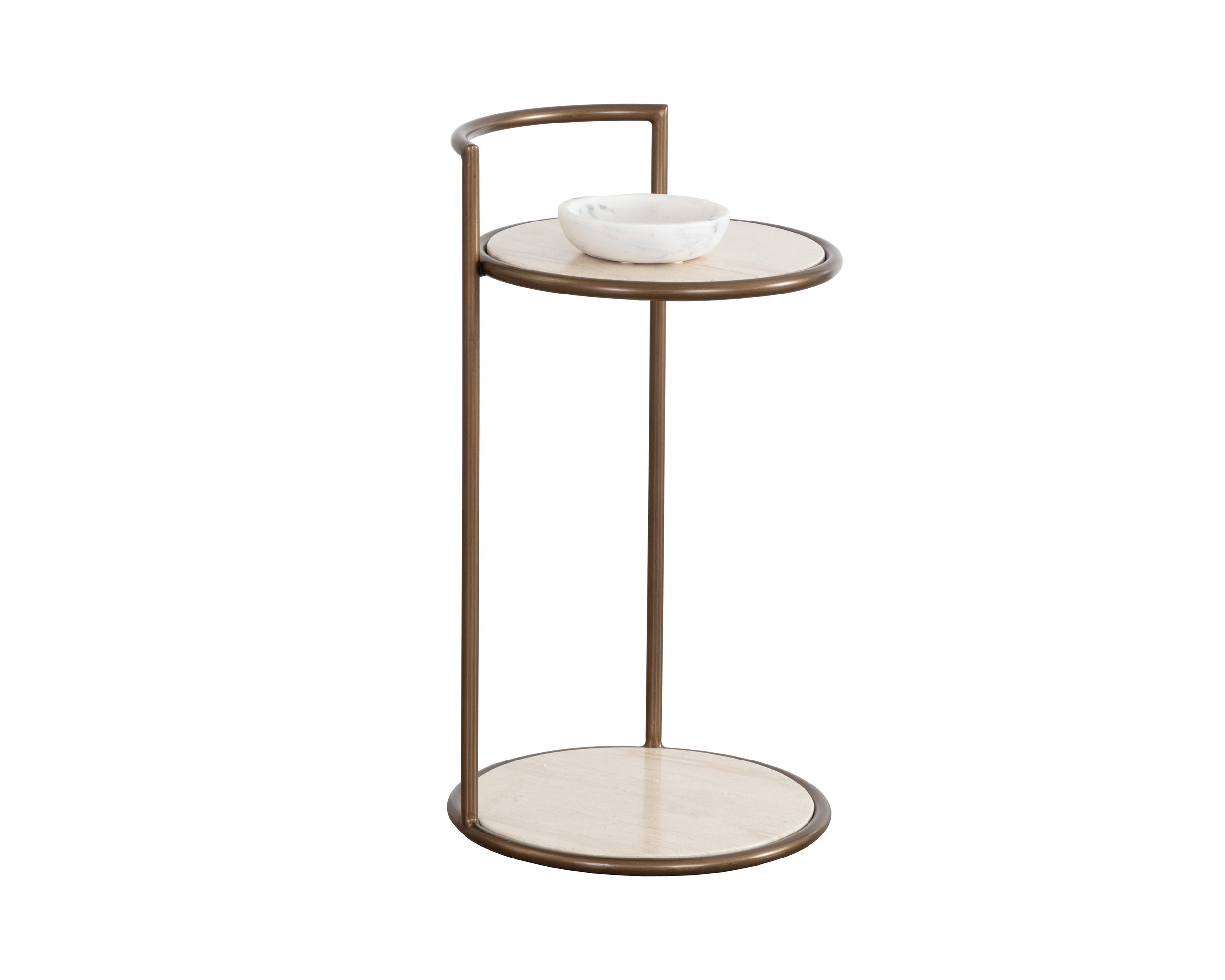 Parga End Table - Rustic Bronze  Travertine Look