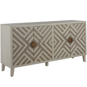 Gabby - Molena Mahogany Geometric Cabinet - 2 Shelves, Sesame White Antique Gray - SCH-165085