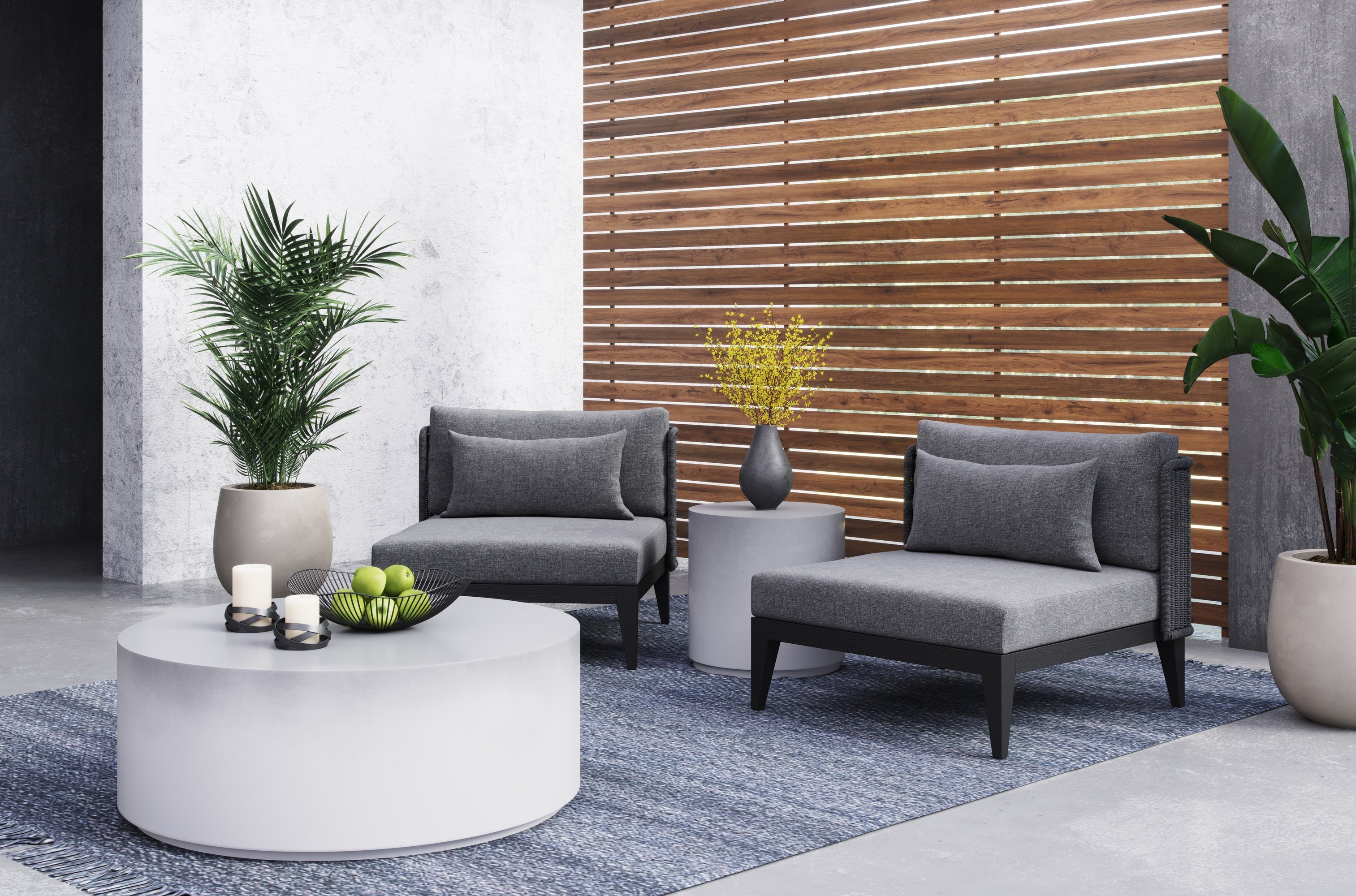 Ibiza Armless Chair - Charcoal  Gracebay Grey