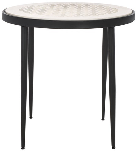 Safavieh Elly Marble Cnc Side Table, ACC3712 - White Marble Top / Black Legs