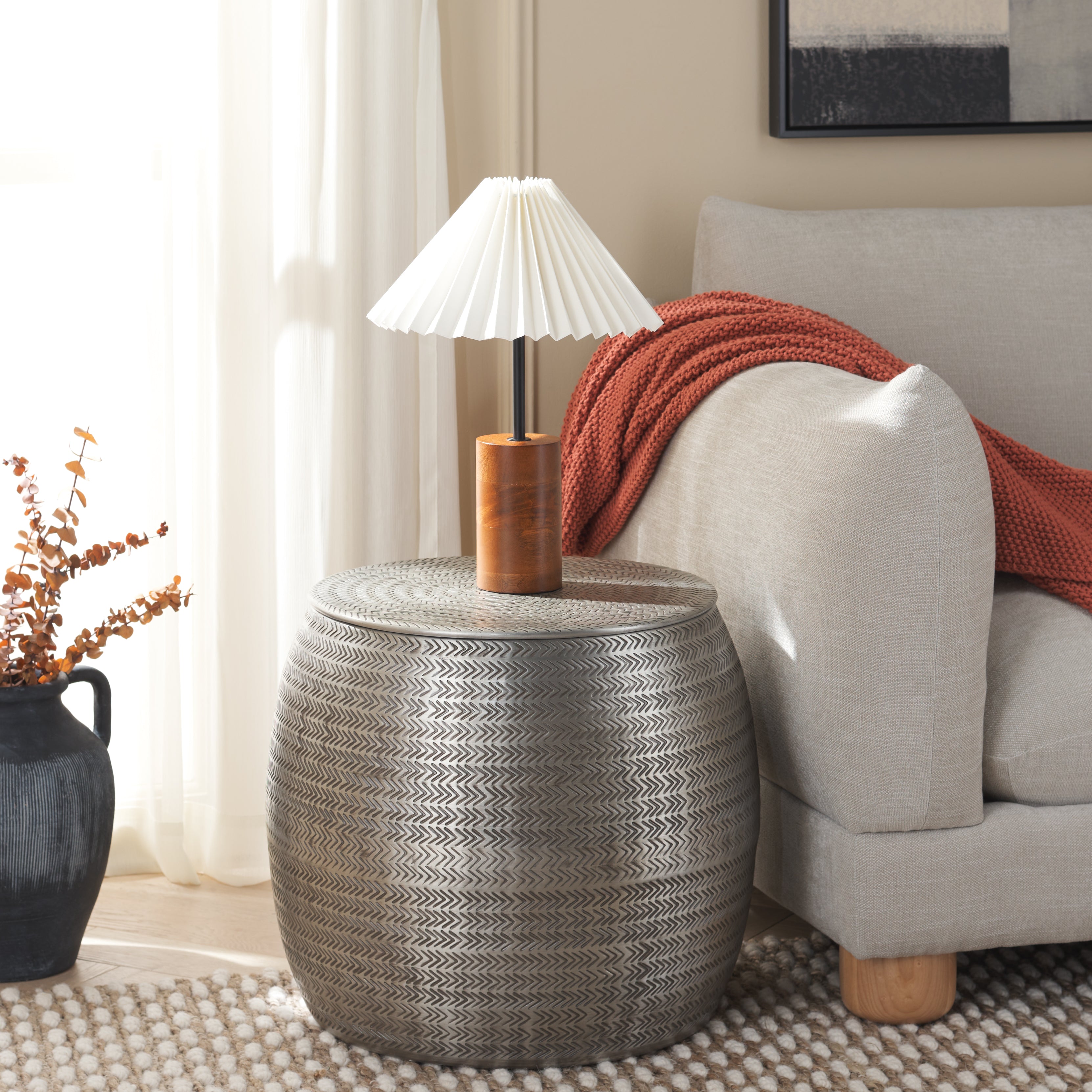 Safavieh Apoline Side Table With Storage, ACC5500 - Antique Silver