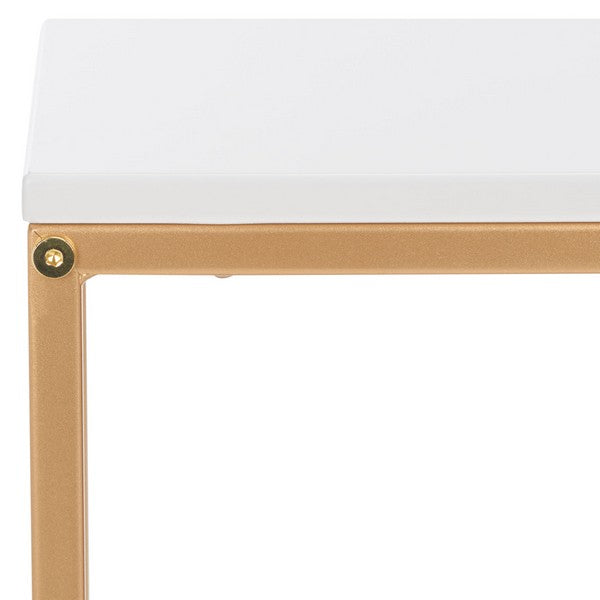 Safavieh Eugenia Side Table, ACC8007 - White / Brown / Gold 