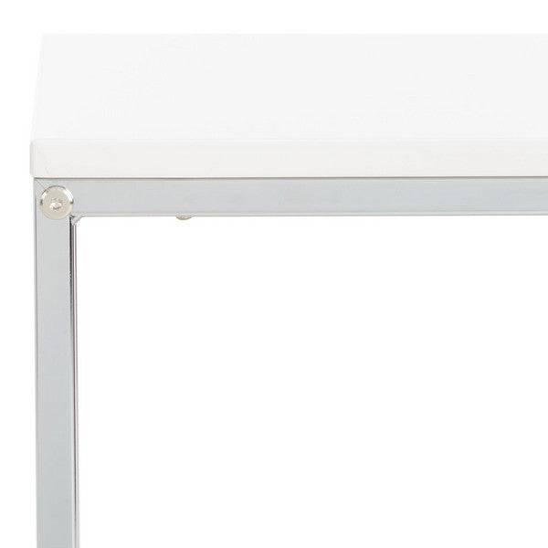 Safavieh Eugenia Side Table, ACC8007 - White/ Brown / Chrome