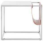 Safavieh Eugenia Side Table, ACC8007 - White/ Brown / Chrome