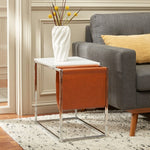 Safavieh Eugenia Side Table, ACC8007 - White/ Brown / Chrome