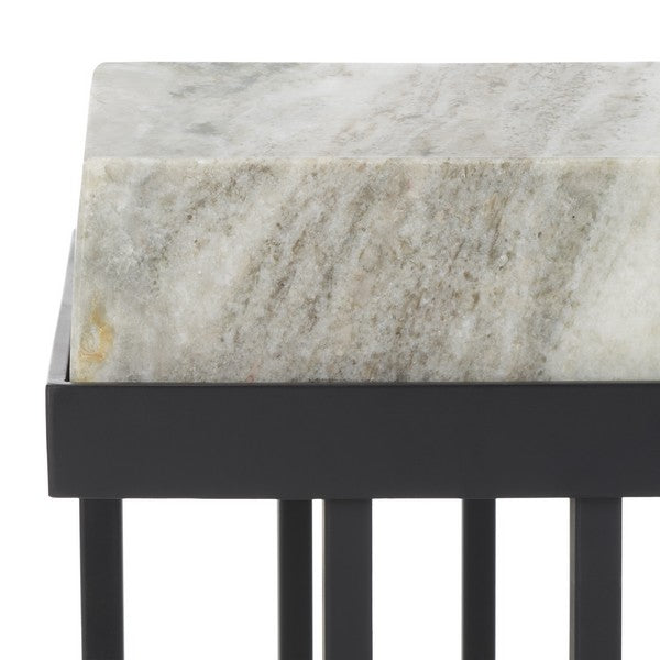 Safavieh Gustaf Rectangle Accent Table, ACC9804 - Sand Brown Marble / Black