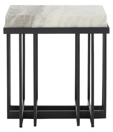 Safavieh Gustaf Rectangle Accent Table, ACC9804 - Sand Brown Marble / Black