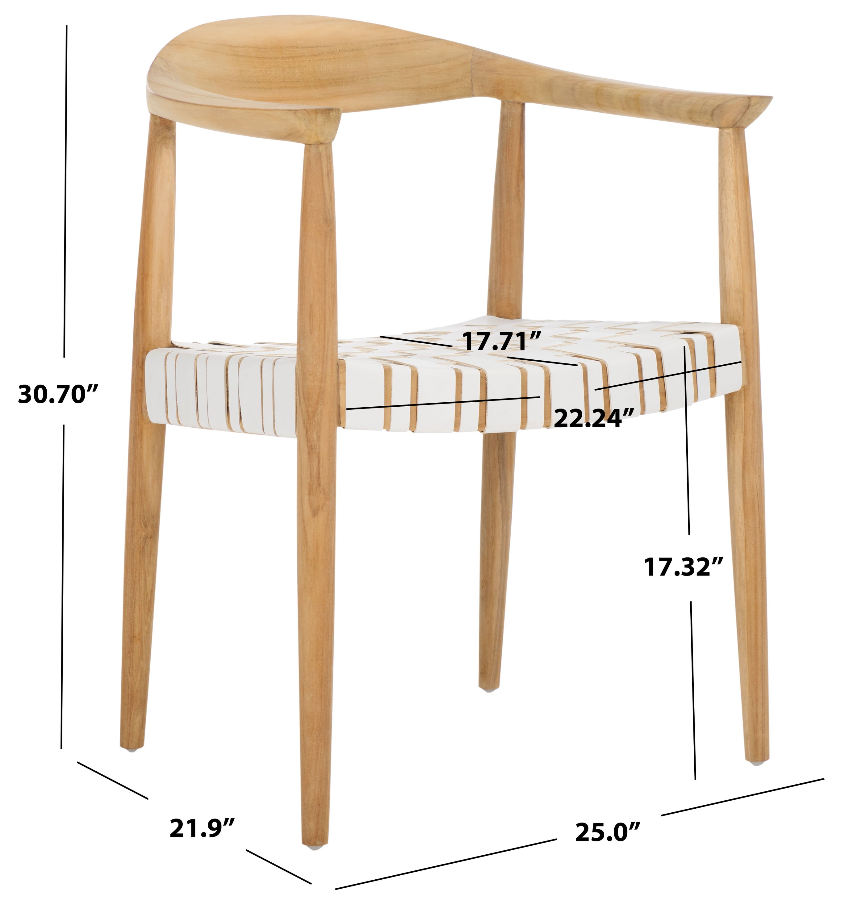 Safavieh Baden Leather Woven Arm Chair, ACH1203 - White / Natural