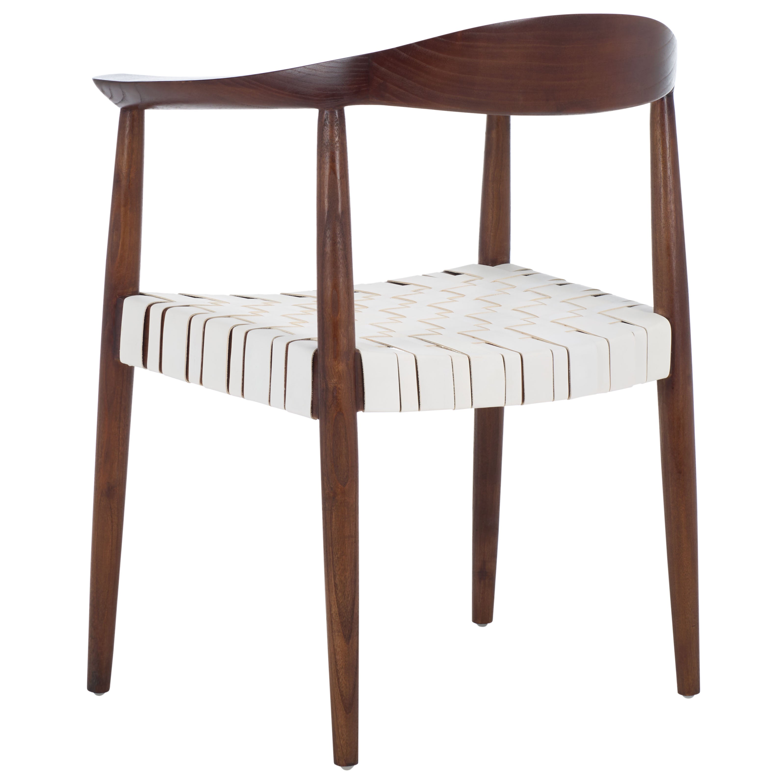 Safavieh Baden Leather Woven Arm Chair, ACH1203 - White / Brown