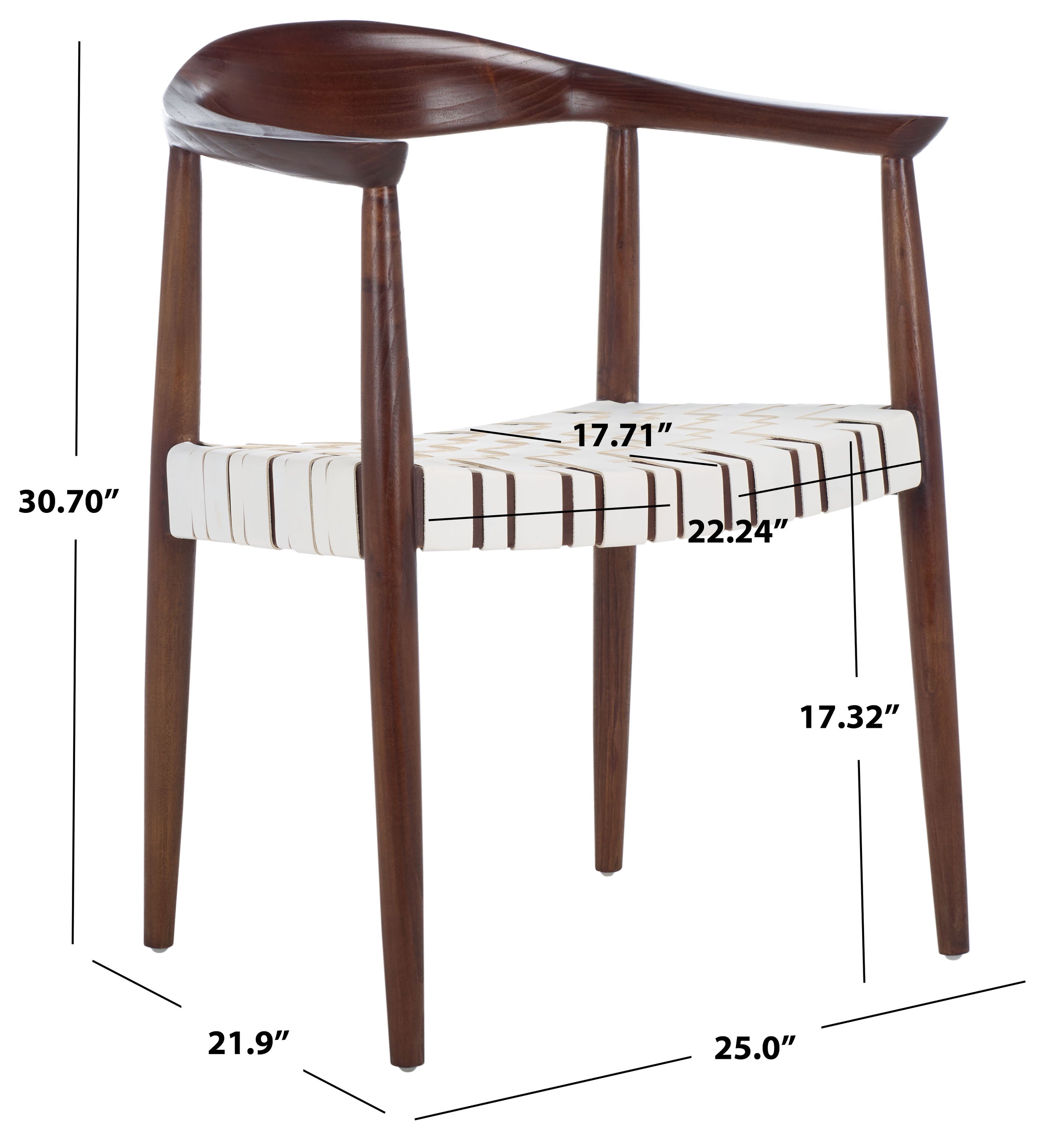 Safavieh Baden Leather Woven Arm Chair, ACH1203 - White / Brown