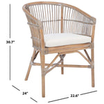 safavieh olivia rattan accent chair with cushion, ach6516 - Grey White Wash/ White