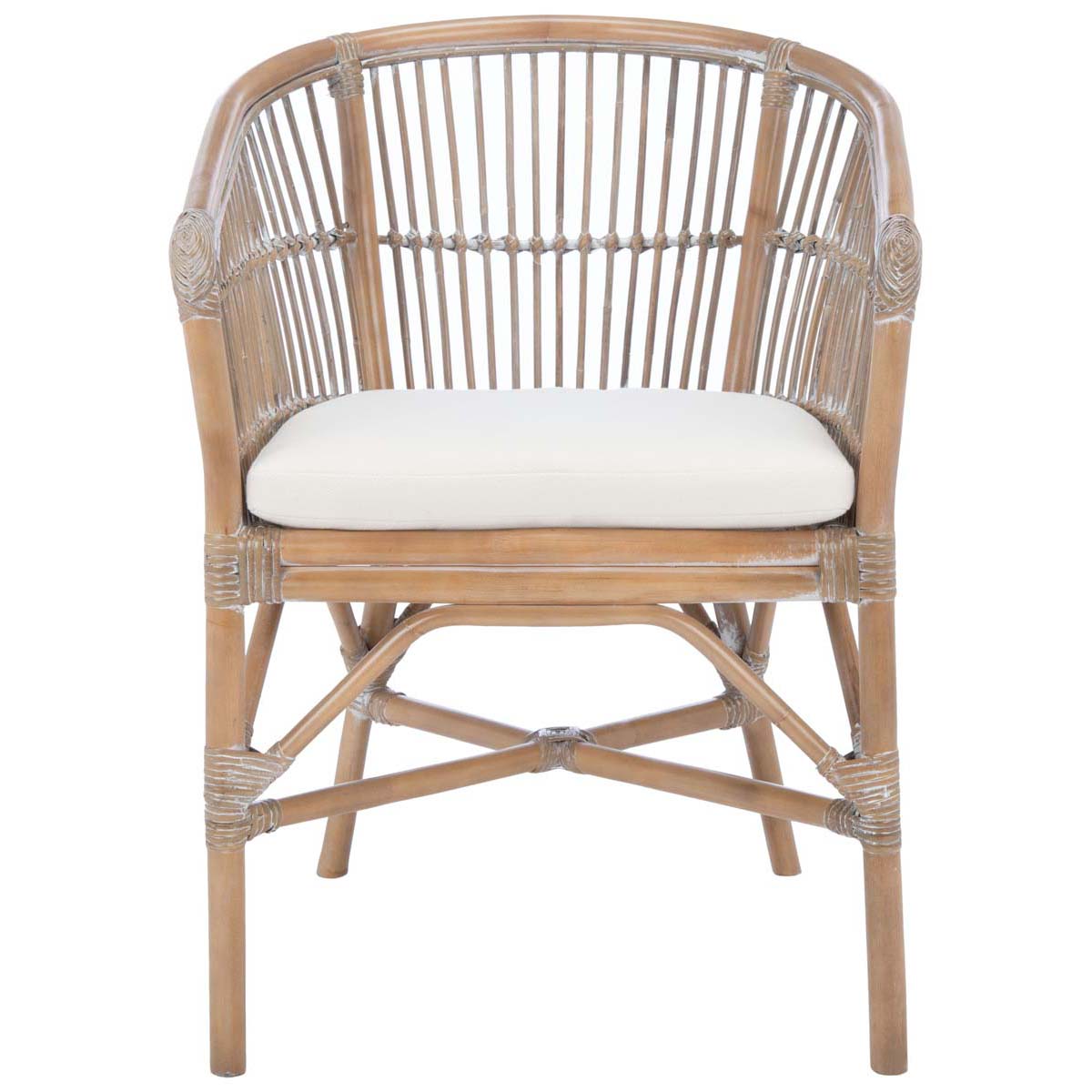 safavieh olivia rattan accent chair with cushion, ach6516 - Grey White Wash/ White
