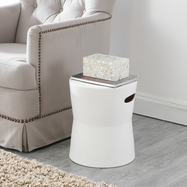Safavieh Dijera, 16 Nch, Ceramic Garden Stool, ACS4599 - White