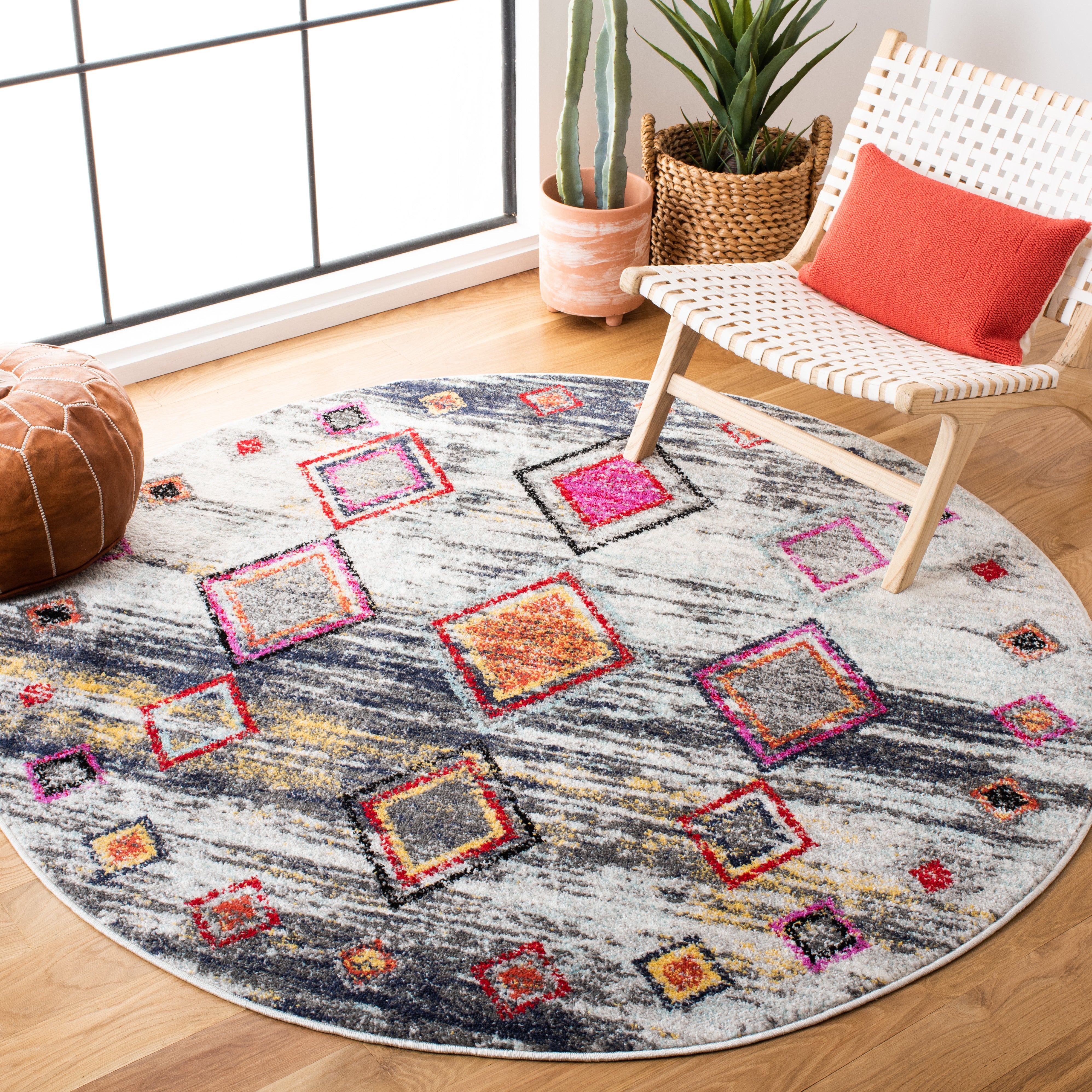 Safavieh Adirondack 205 Rug, ADR205 - LIGHT GREY / RED