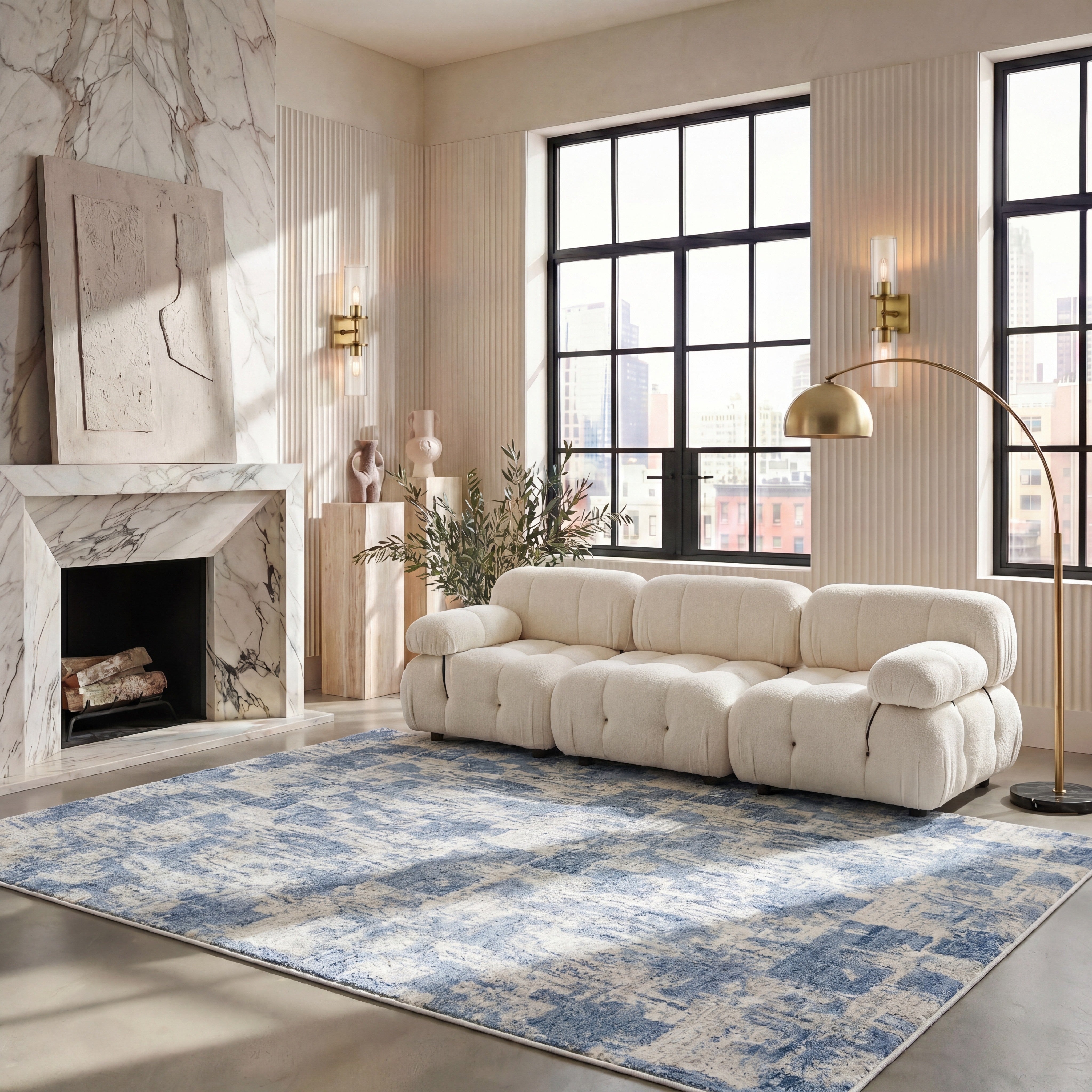AMELIA 786 – IVORY / BLUE