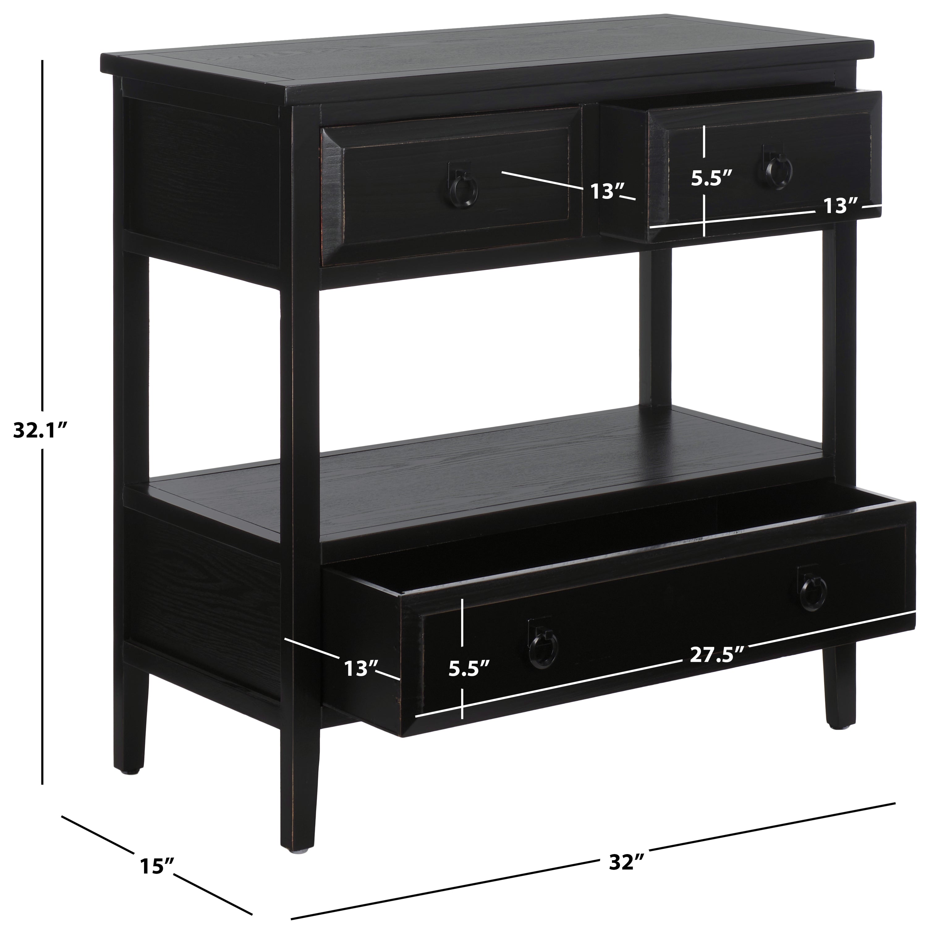 Safavieh Branson 3 Drawer Sideboard , AMH6540 - Black