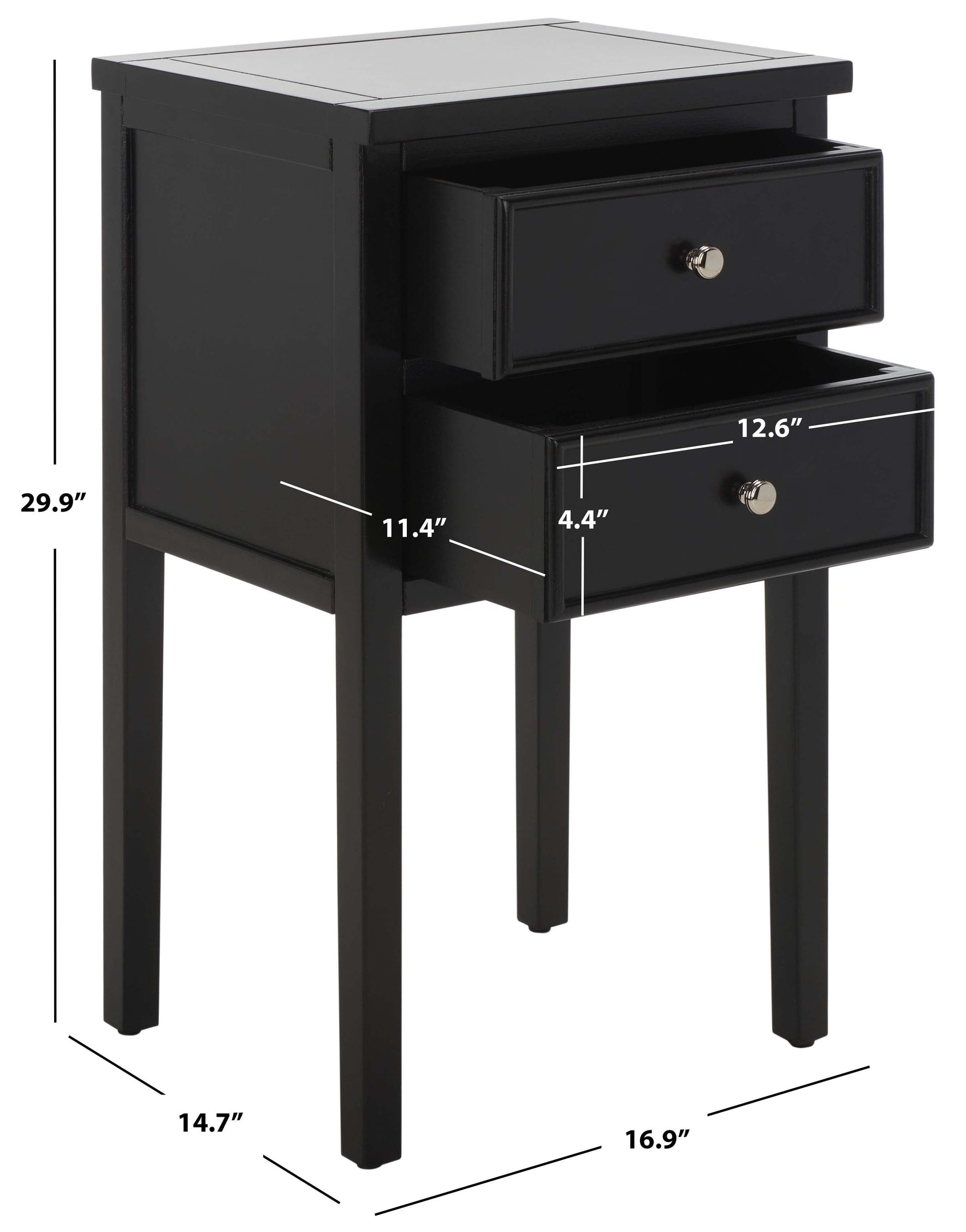 Safavieh Toby Nightstand With Storage Drawers , AMH6625 - Black