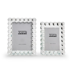 Two's Company S/2 Bubbles Crystal Glass Photo Frame