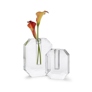 Two's Company Set of 2 Hex Crystal Vase