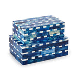 Two's Company Set of 2  Indigo Covered Box