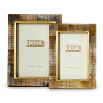 Two's Company Set of 2  Chiseled Horn Photo Frame