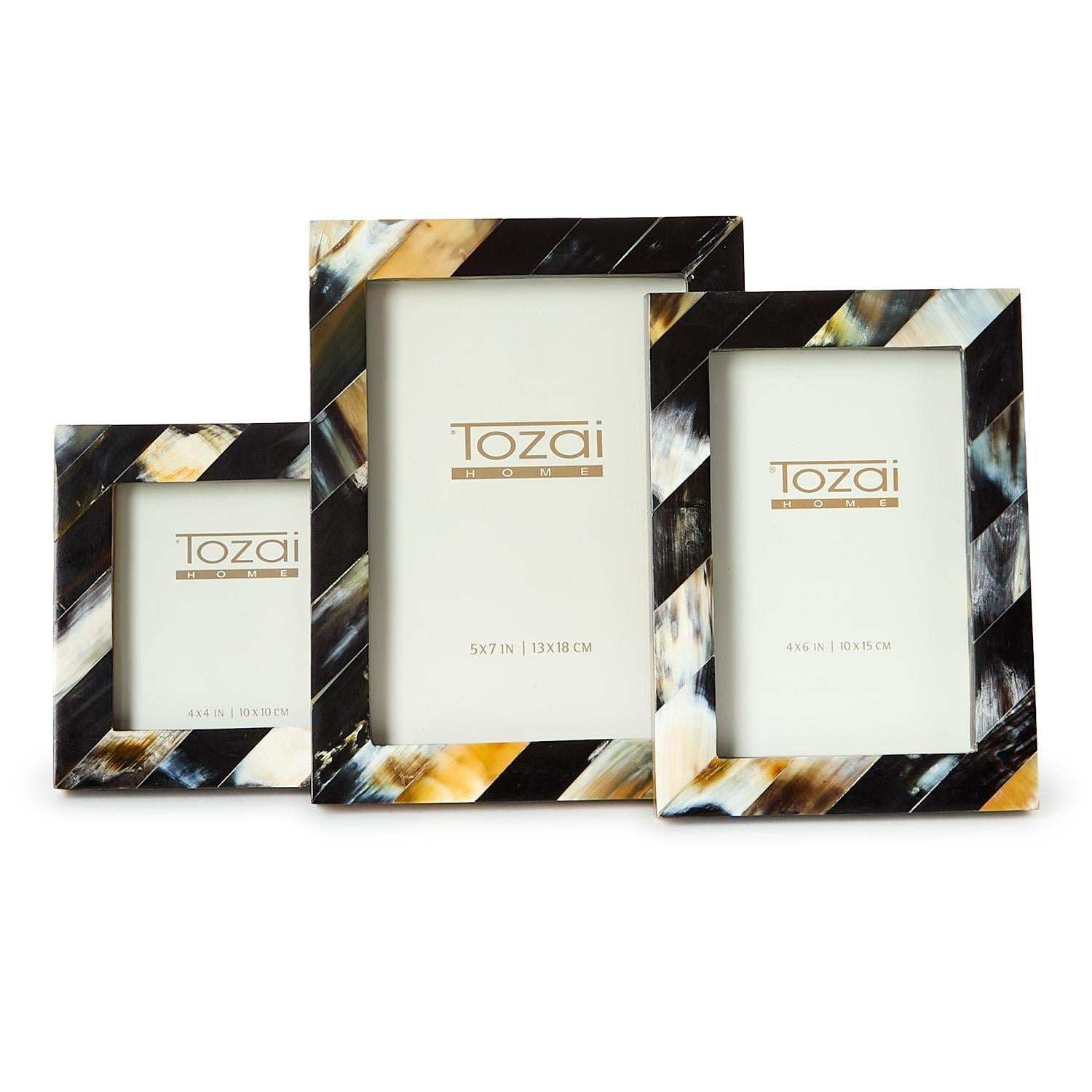 Two's Company Set of 3 Black Horn Photo Frame