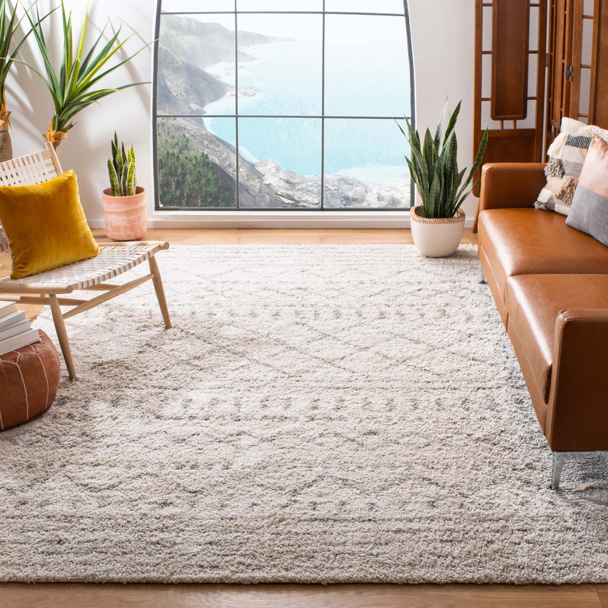 Safavieh Arizona Shag 741 Rug, Brown, ASG741 - Ivory / Beige