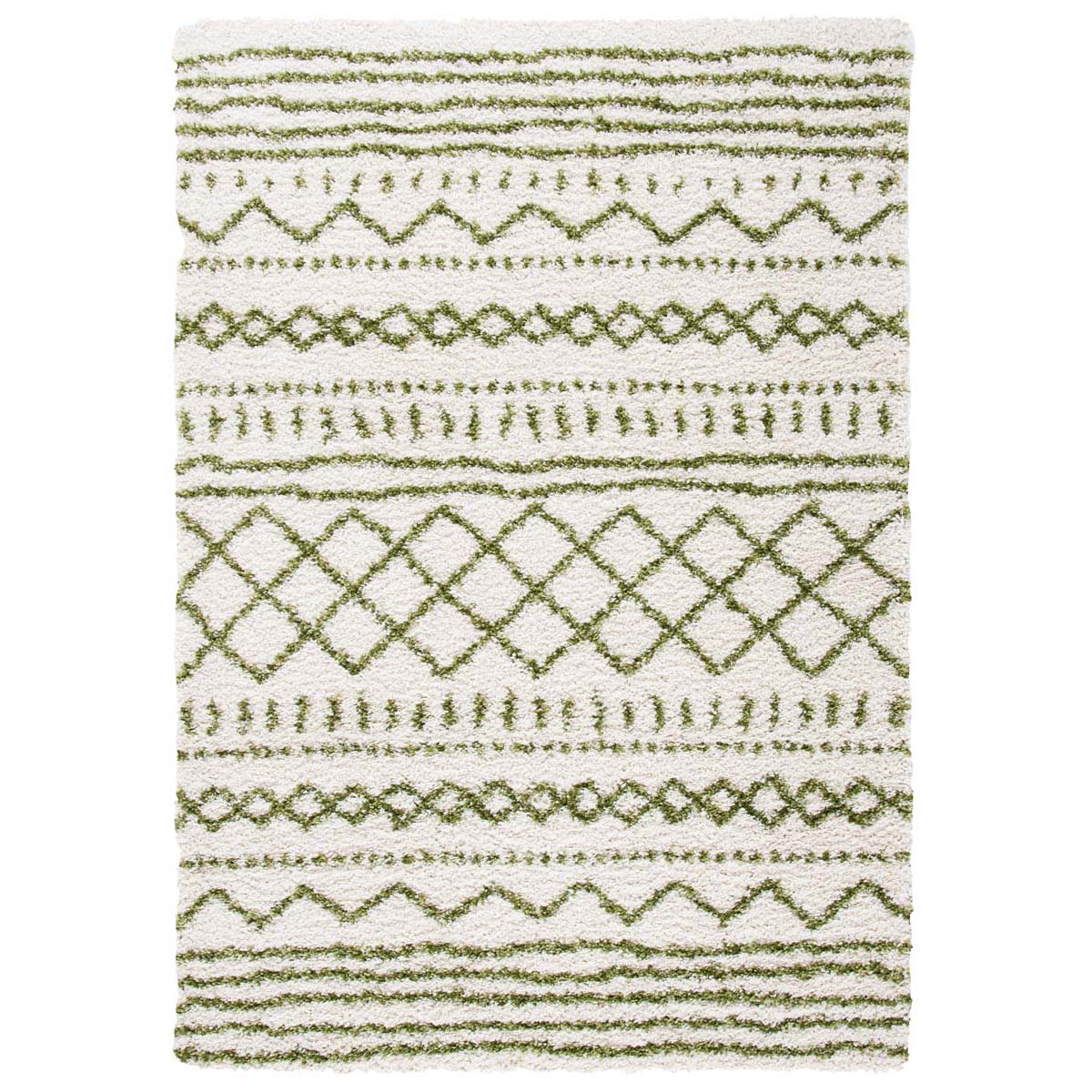 Safavieh Arizona Shag 741 Rug, Green, ASG741 - Ivory / Green