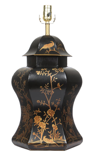 The Enchanted Home Black & Gold Scalloped Hexagon Lamp
