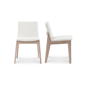 Moe's Home Collection - Deco Oak Dining Chair White Pvc-Set Of Two - BC-1086-05