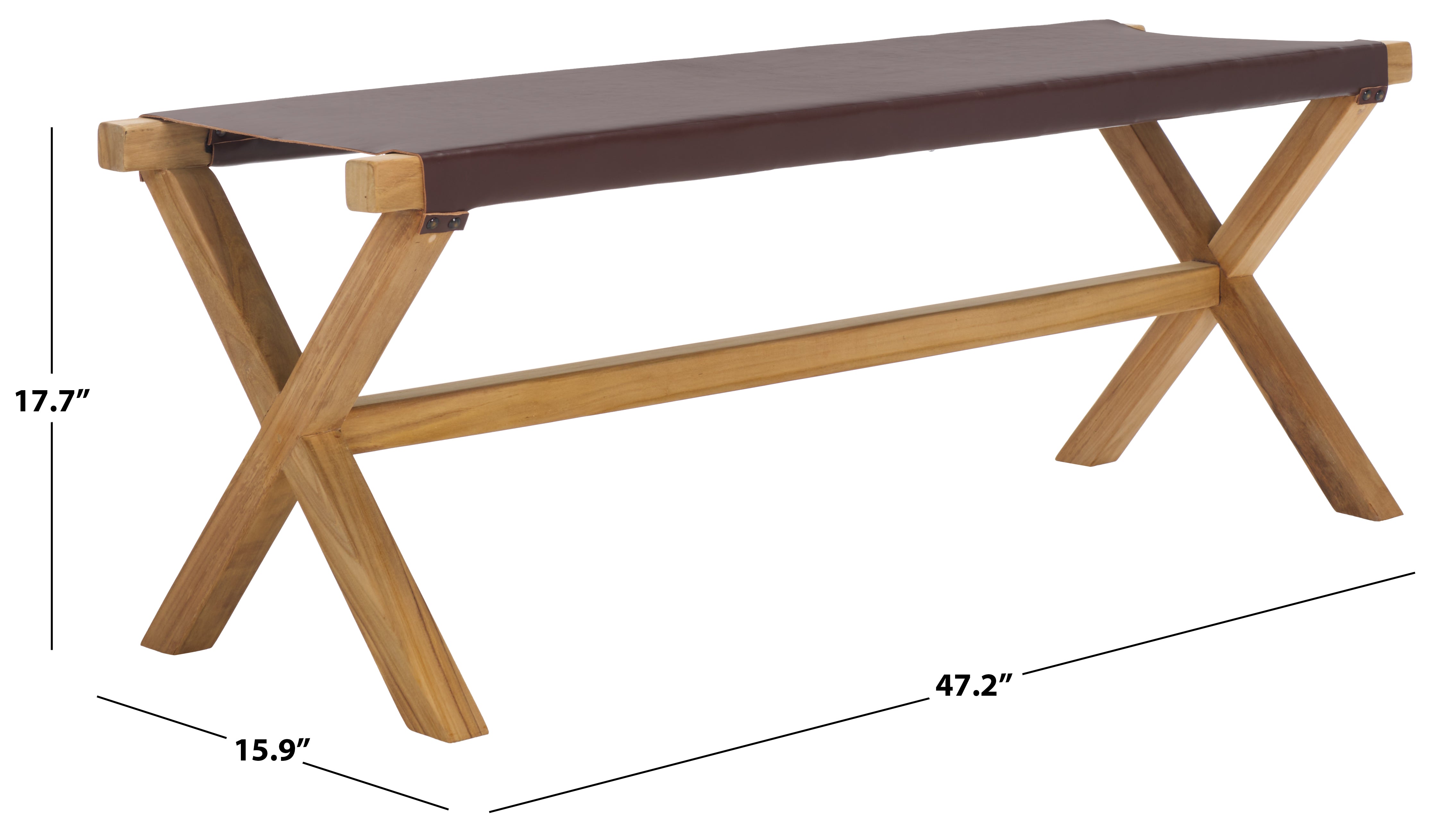 Safavieh Elron Bench, BCH1201 - Cognac / Natural