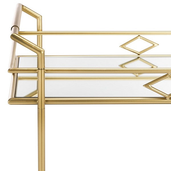 Safavieh Elspeth 2 Tier Bar Cart, BCT2501 - Gold / Mirror
