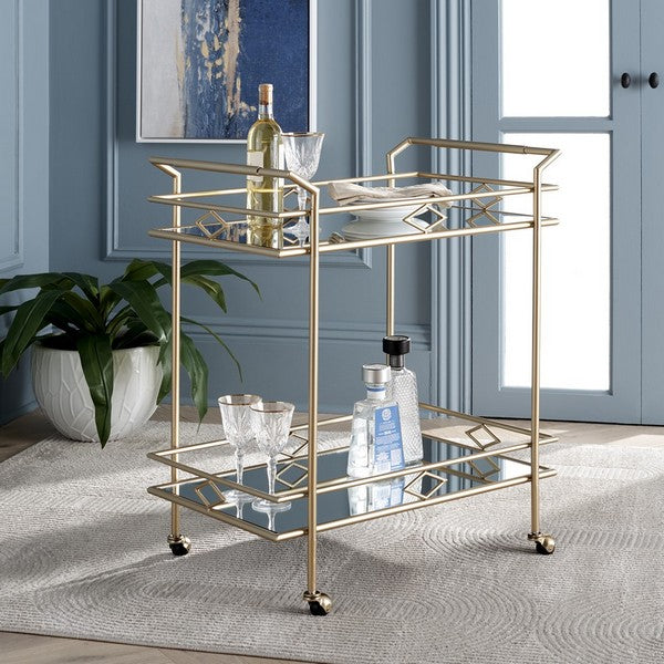 Safavieh Elspeth 2 Tier Bar Cart, BCT2501 - Gold / Mirror