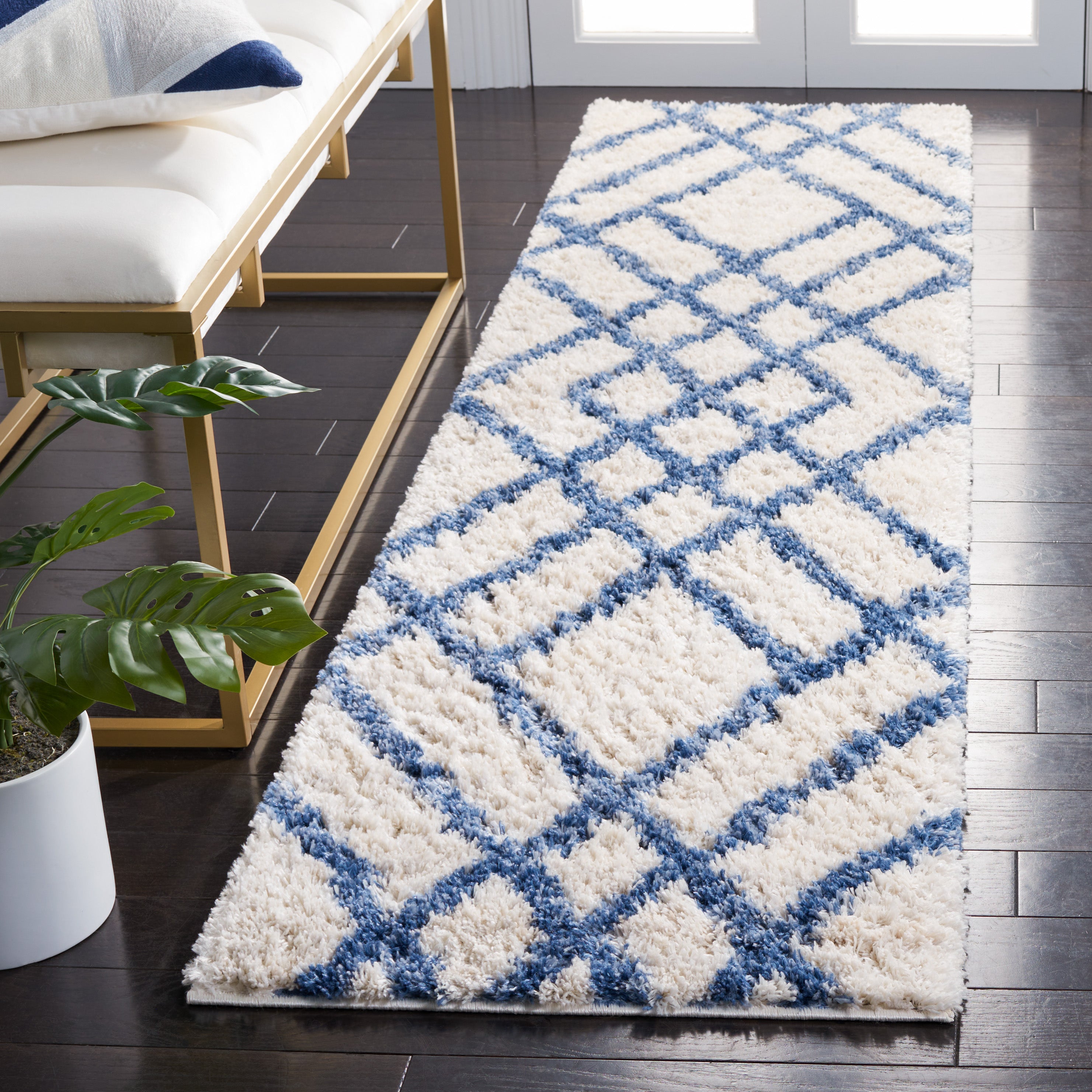 BERBER SHAG 214 – IVORY / BLUE