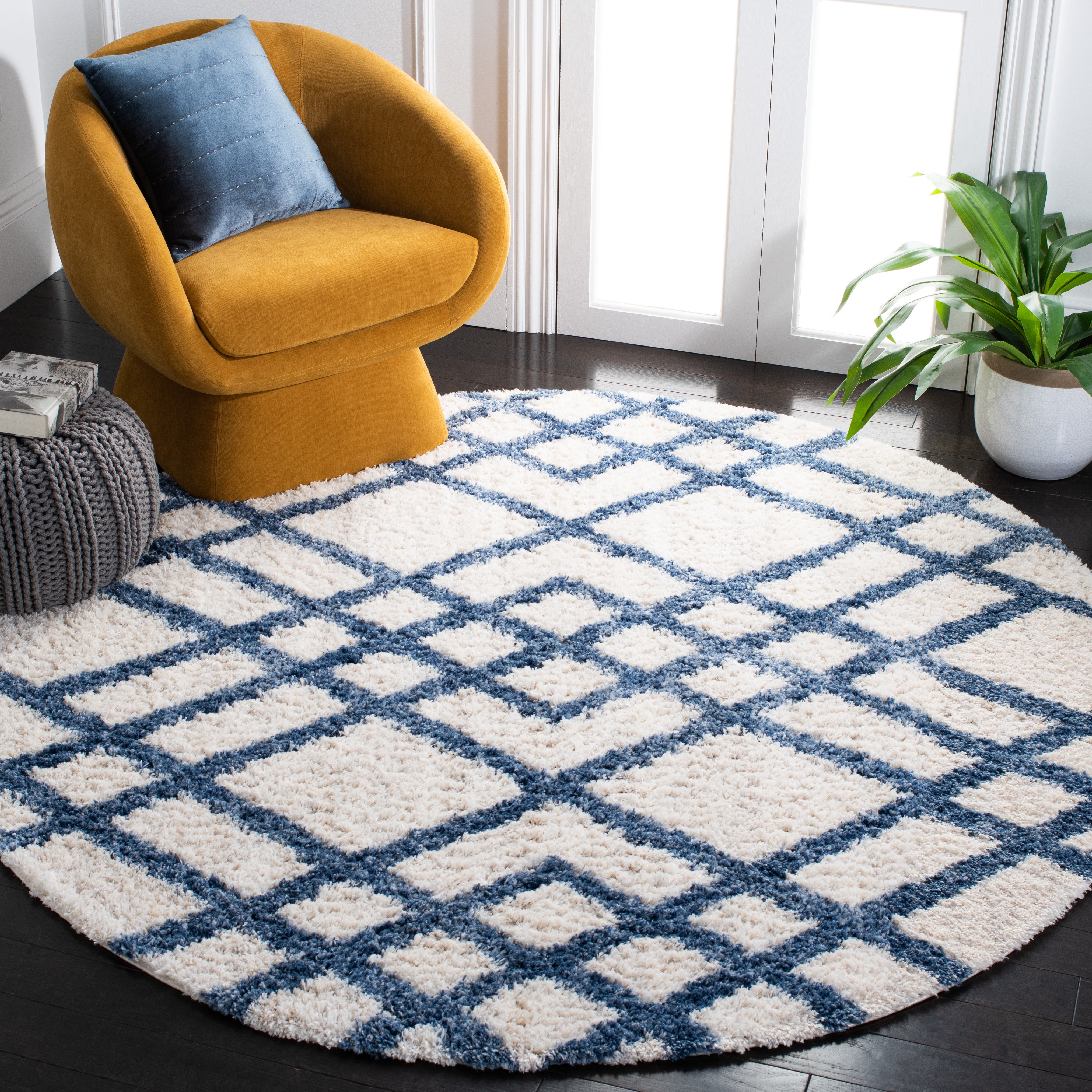 BERBER SHAG 214 – IVORY / BLUE