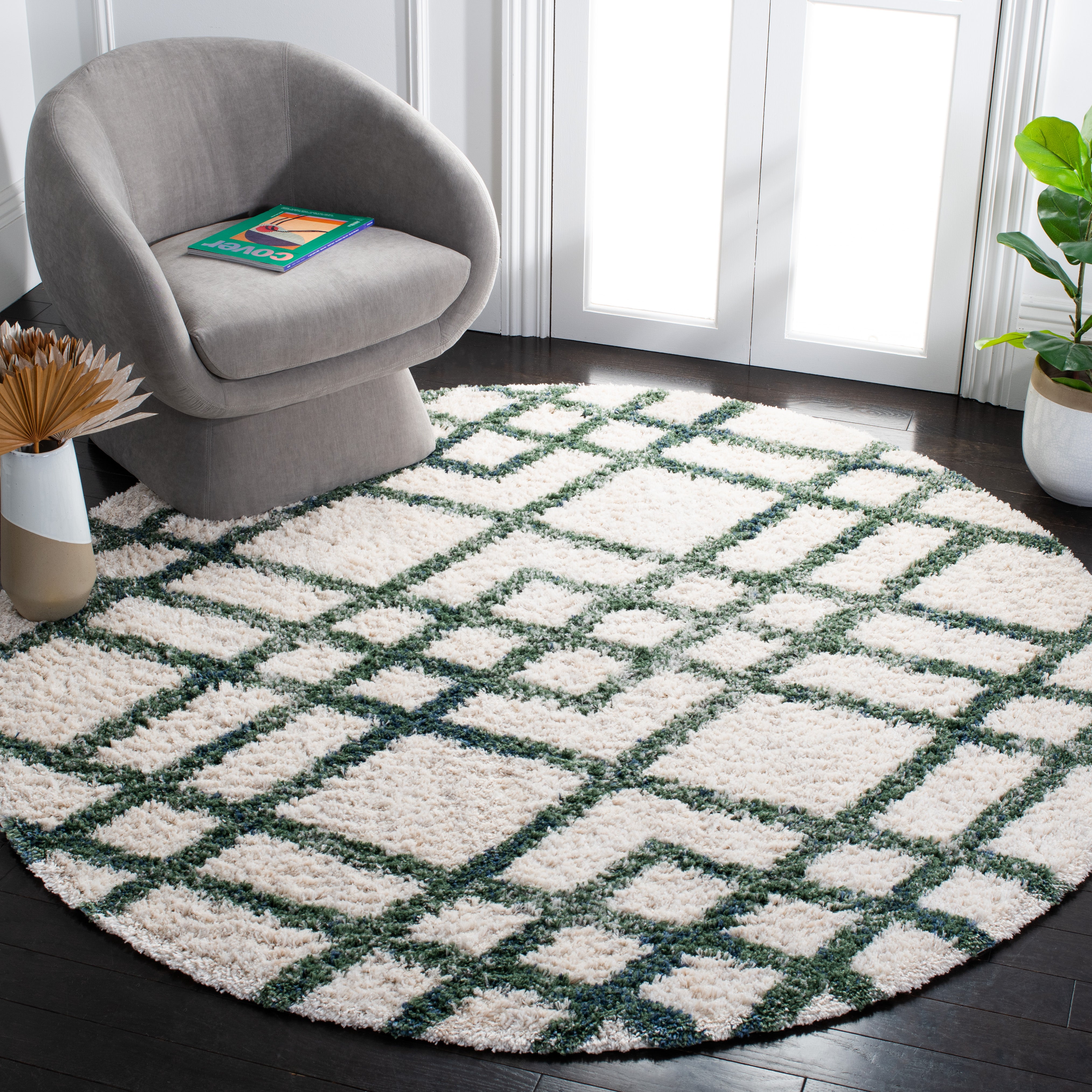 BERBER SHAG 214 – IVORY / GREEN